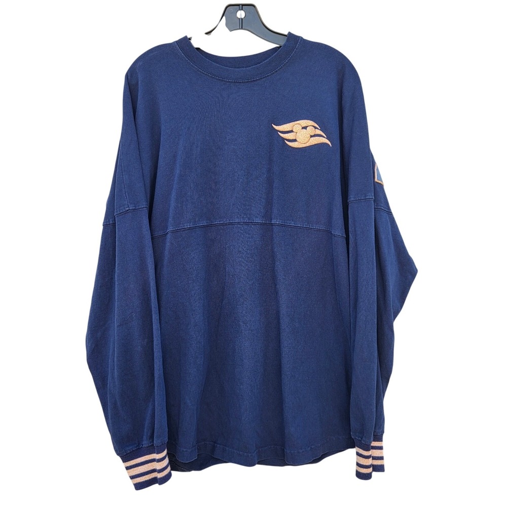 Disney Cruise Line DCL Spirit Jersey Navy Blue Rose Gold Glitter Medium Mickey